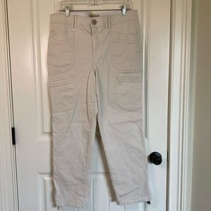 Democracy Womens Cargo Roll Snap Hem Pant 14 Cream Ab Technology Stretch